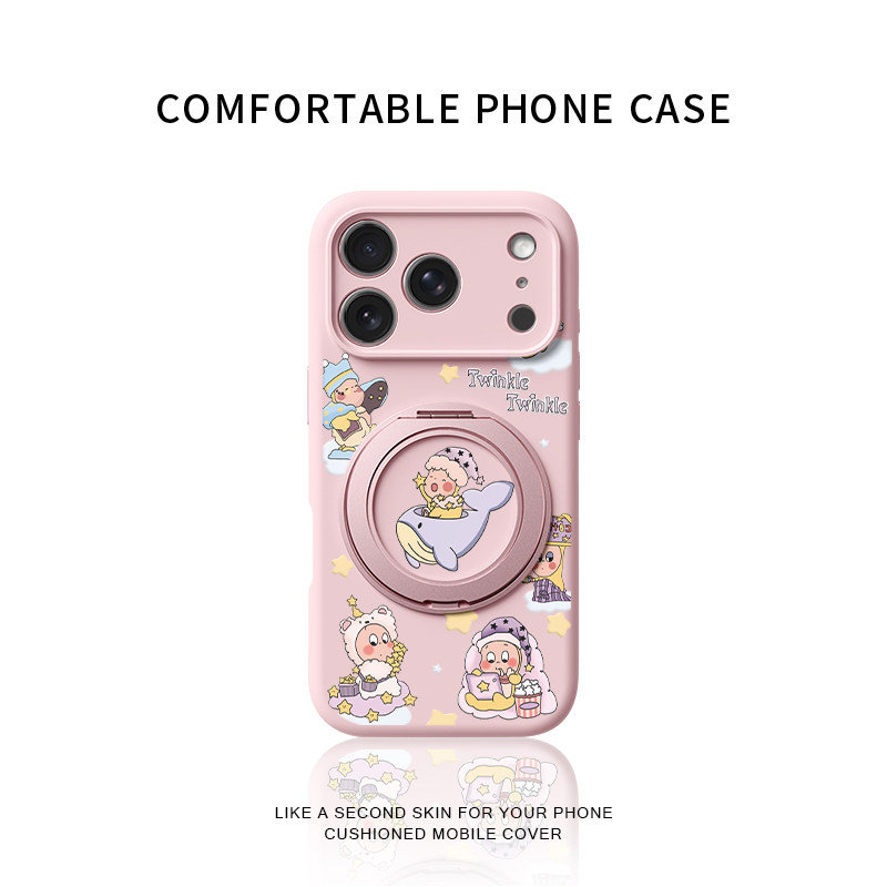 睡衣派对星星人适用苹果17promax手机壳新款iphone16pro镜头全包15液态硅胶软壳防摔保护套360°旋转支点壳女