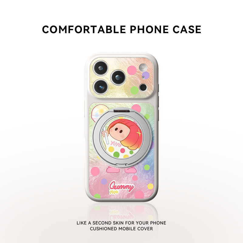 马卡龙波点yoyo酱适用苹果18promax手机壳新款iPhone17pro磁吸支架16p可爱15相机按键14镜头全包防摔保护套女
