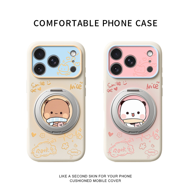 萌萌围巾一二布布适用苹果18promax手机壳新款iPhone17ProMax可爱女款16pro卡通15全包14液态硅胶支点软壳13