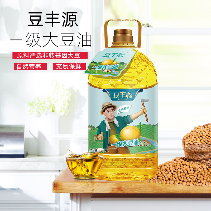 Doufengyuan refined first class soybean oil illustration series 5L nutrition pure fragrance healthy household non transgenic soybean oil