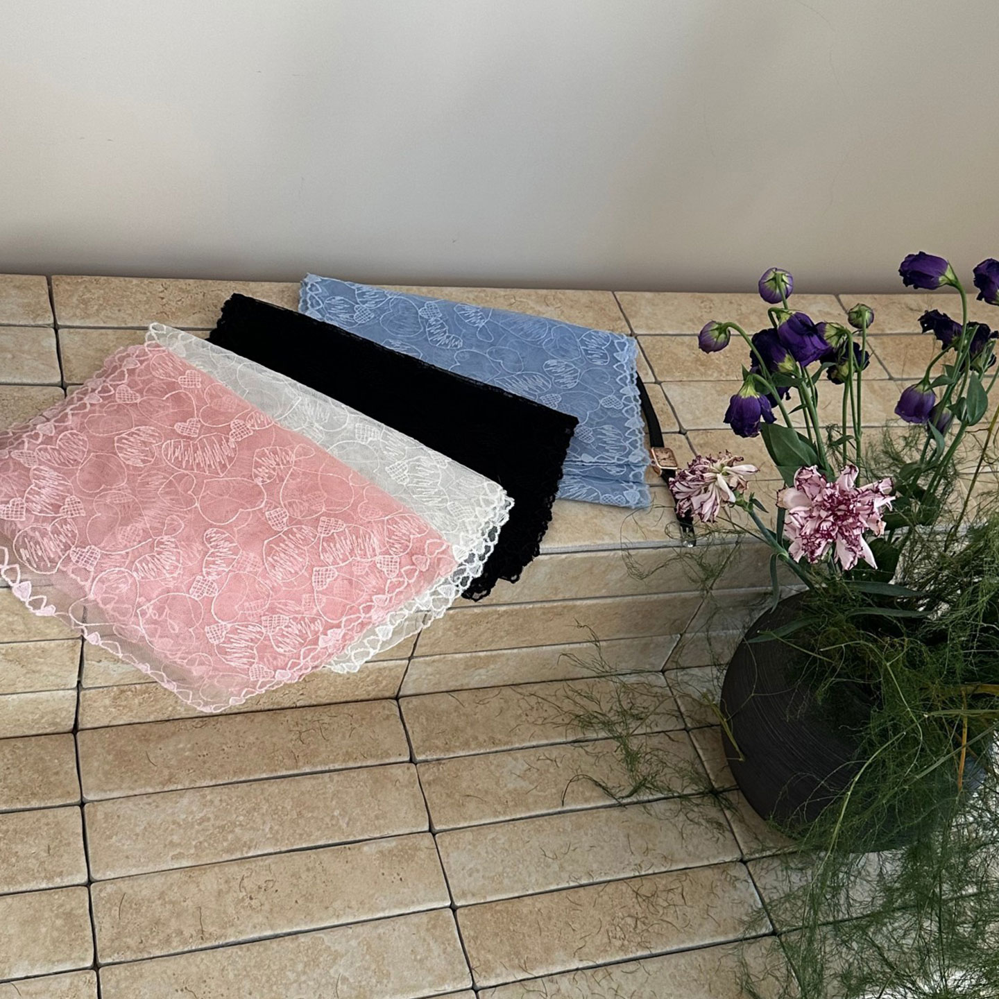 小众蕾丝女刺绣法式超仙薄款丝巾