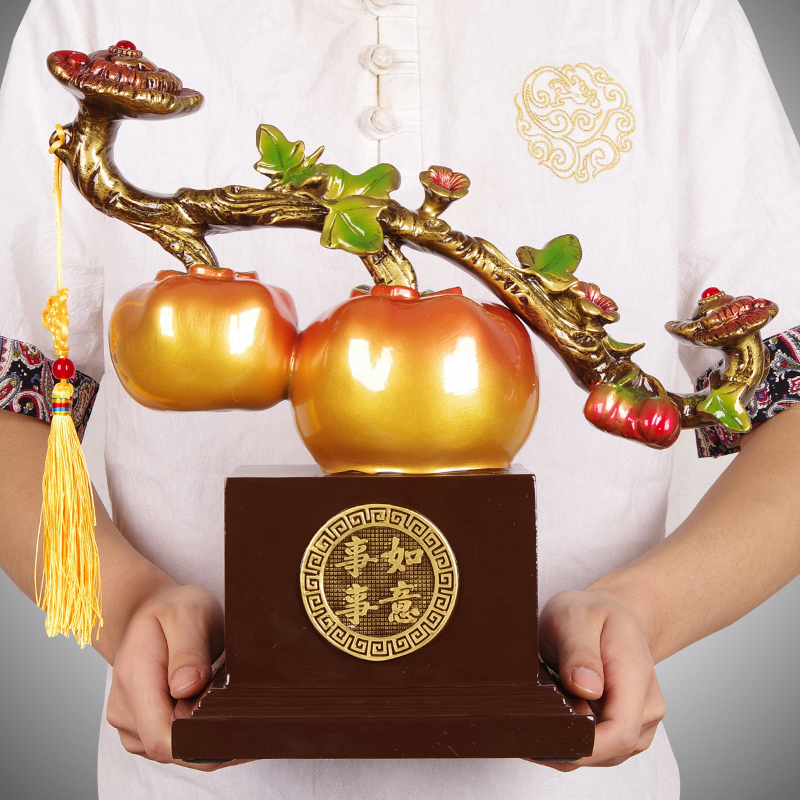 新中式事事如意柿子摆件客厅玄关电视柜装饰品搬家新房居乔迁礼物