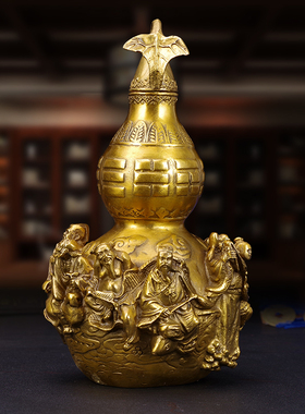 招财八仙葫芦黄铜大号家居客厅玄关可开盖店铺开业商务送礼装饰品