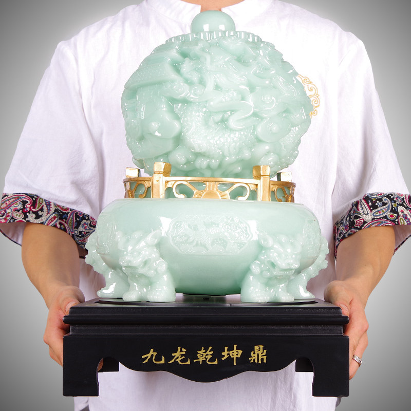 九龙转乾坤鼎招财进宝家居客厅老板办公室书桌新店铺开业送礼摆件