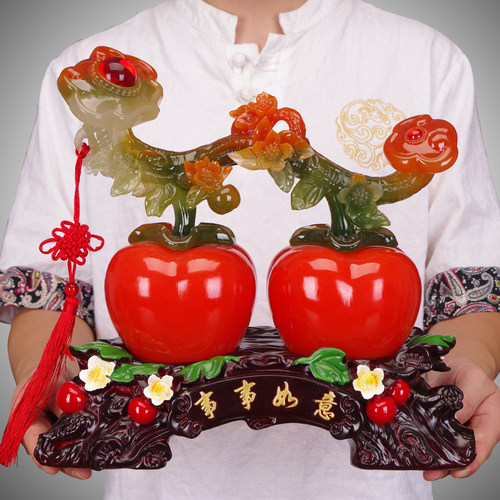 事事如意柿子摆件新中式招财客厅电视酒柜装饰品搬家乔迁新居礼物