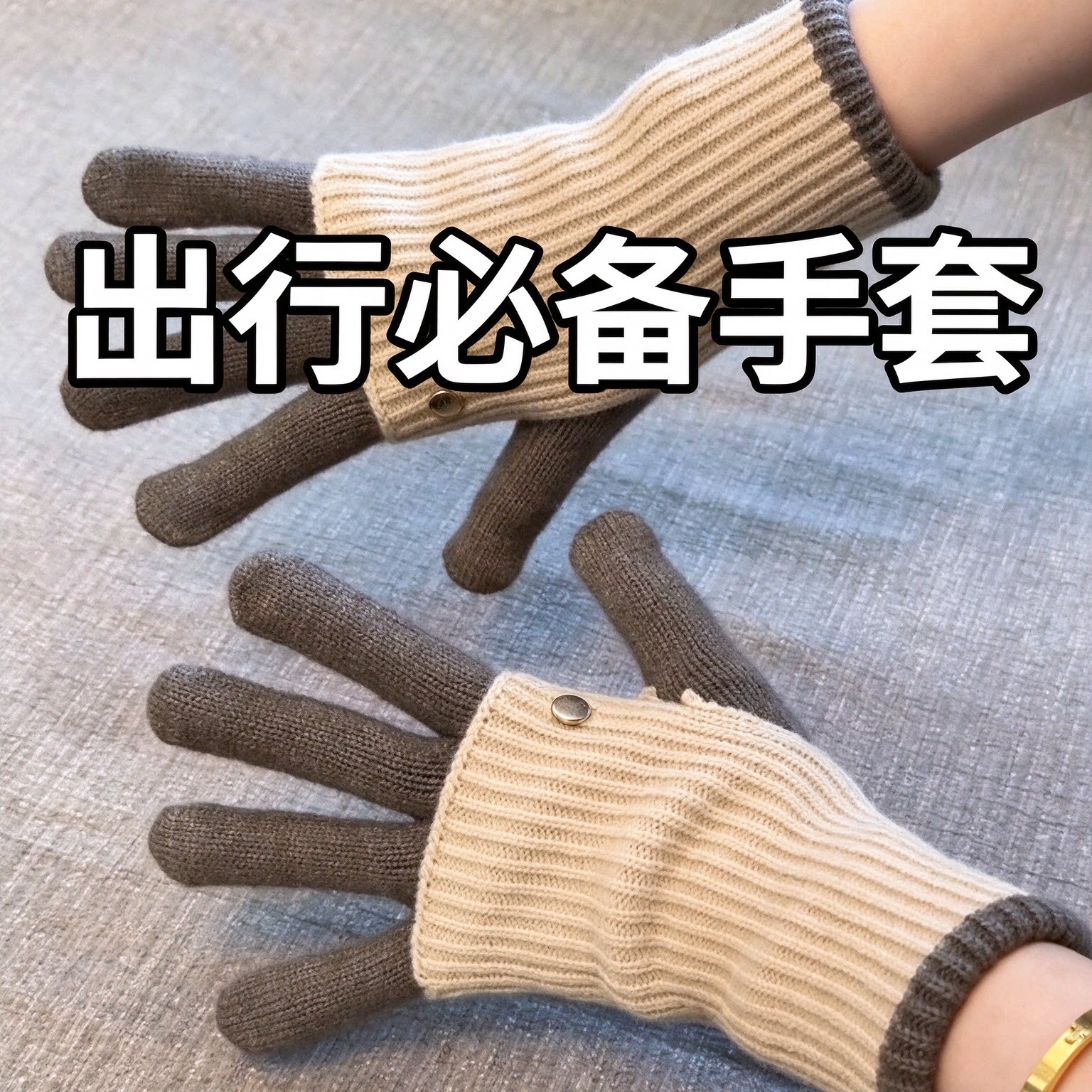 日系美拉德触屏保暖手套女秋冬季新款针织不加绒开车骑行森女学生