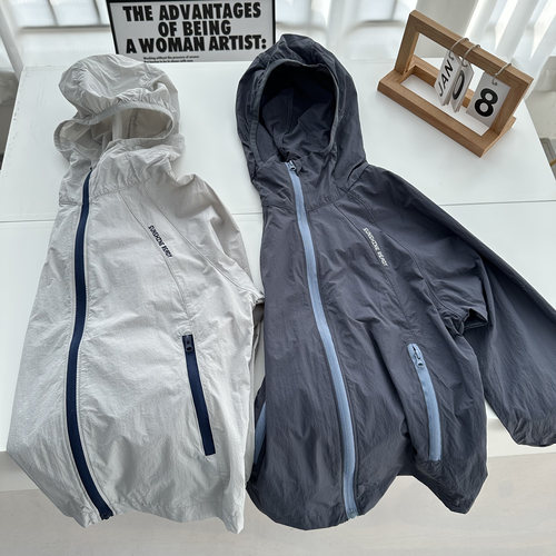 中大童防晒衣儿童空调服连帽外套