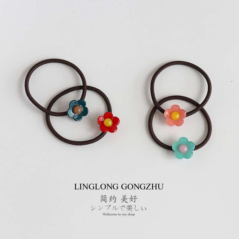 甜美可爱小花头绳女百搭小号花朵发圈扎头发头绳扎马尾皮筋皮套