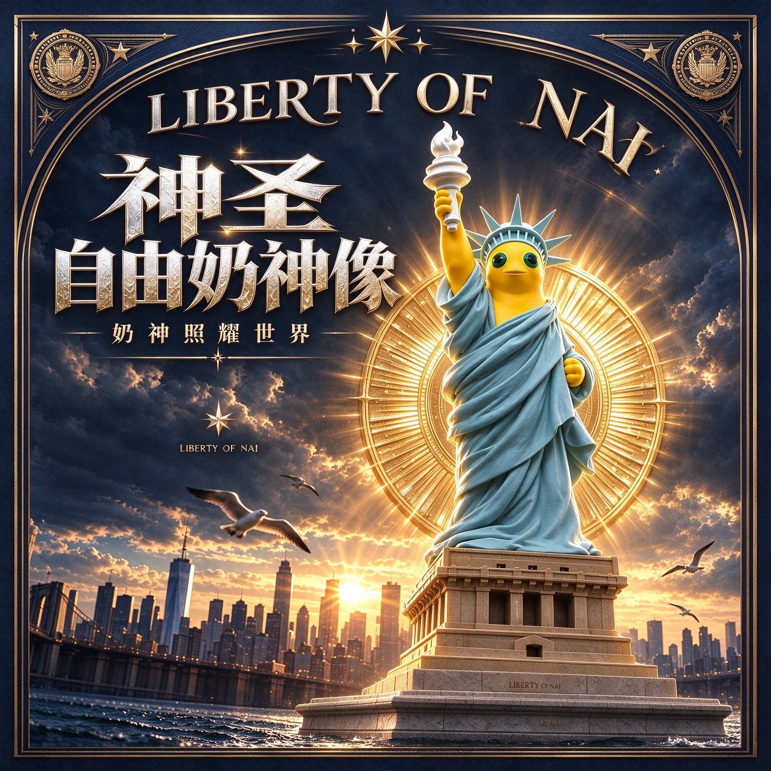 【奶神照耀世界】神圣自由奶神像手办摆件搞怪3D打印模型收藏礼物