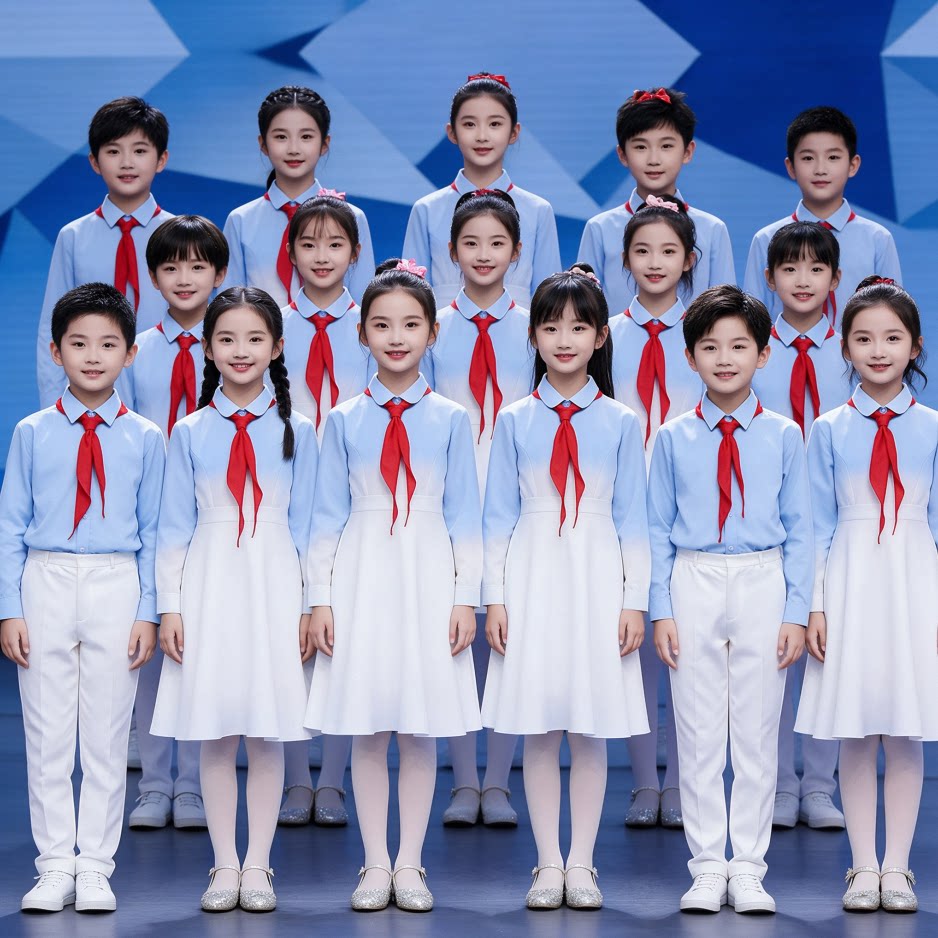 小学生红歌合唱朗诵演出服图片