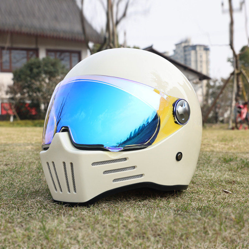 日本araione3C认证复古摩托车头盔男女巡航全盔重机车幽灵骷髅骑