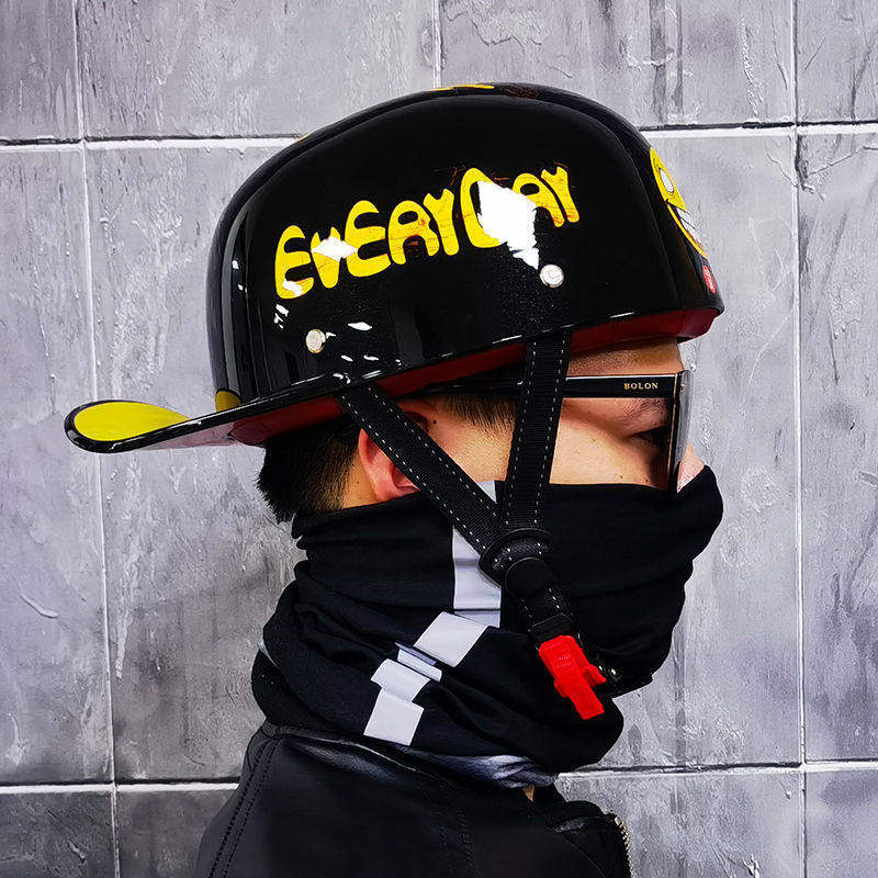 日本araione哈雷复古头盔男女电动车半盔棒球帽个性安全帽新款夏