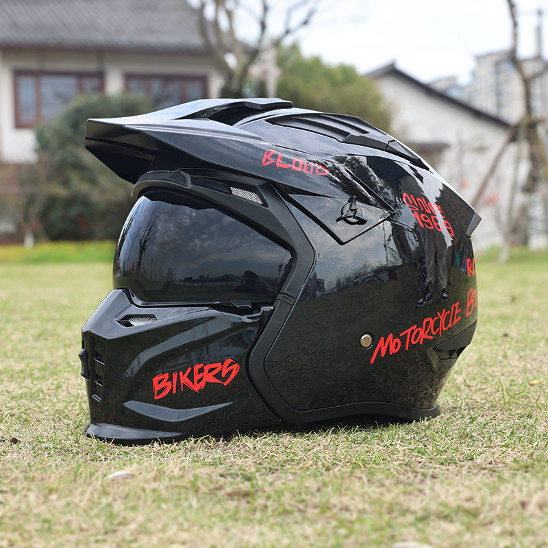 日本araione街霸摩托车头盔男女街车四季机车复古头盔可拆卸组合