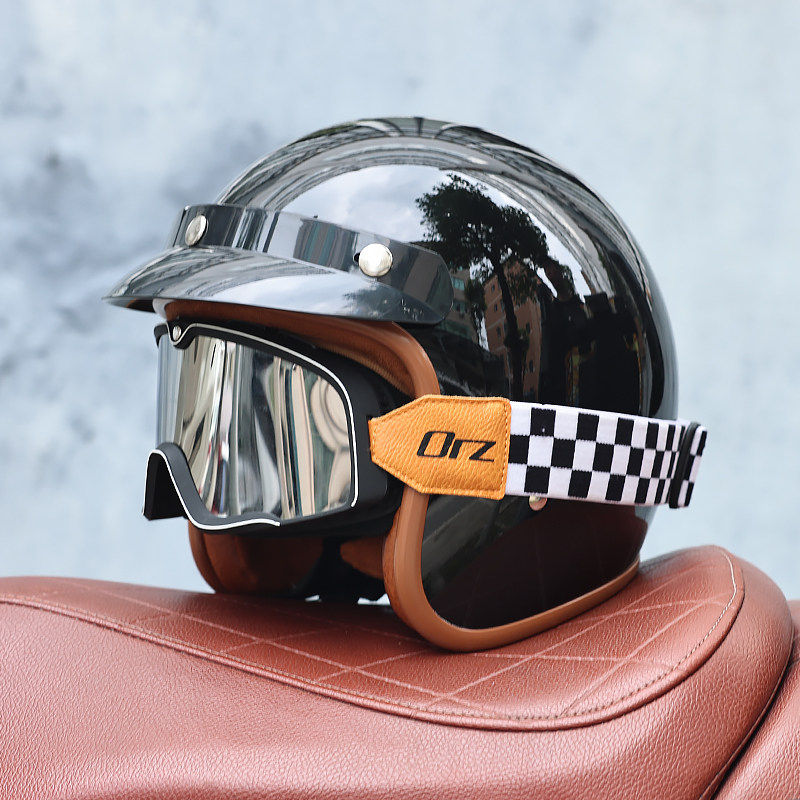 日本araione3C认证机车复古摩托车头盔男女电动踏板半覆式3/4半盔