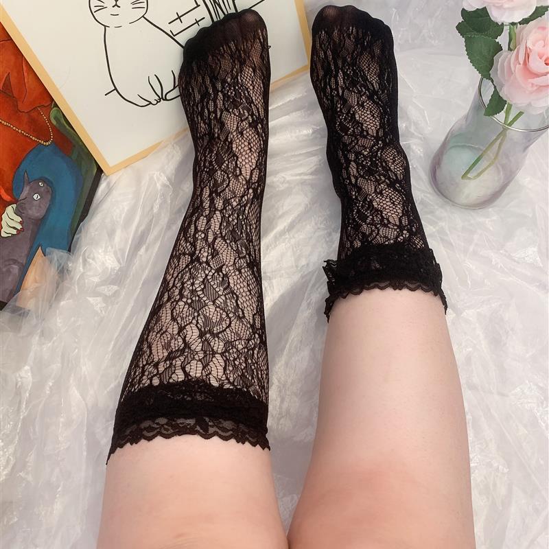 200斤胖mm大码蕾丝袜小腿袜短袜中筒袜大弹力可爱洛丽塔jk学生袜