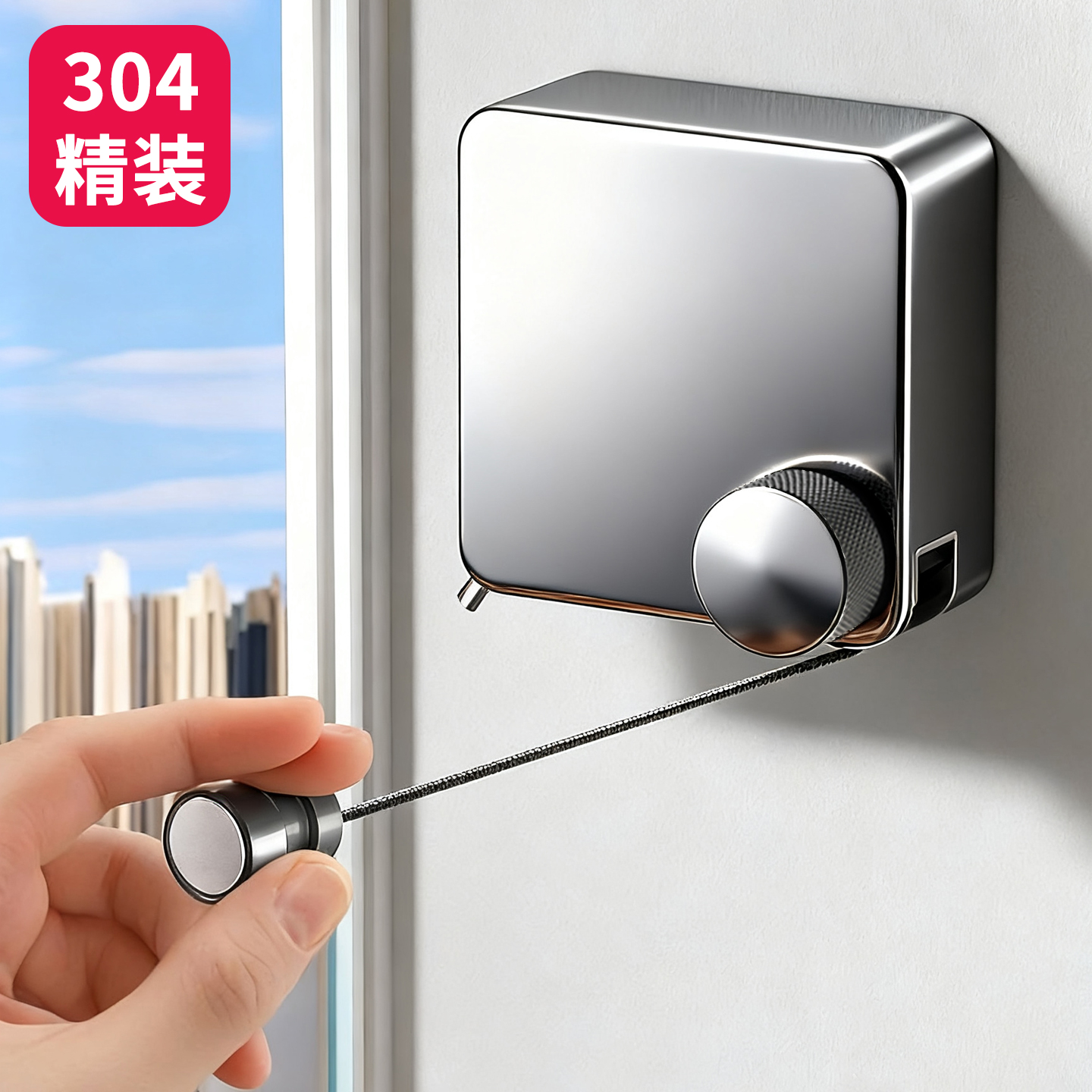 阳台隐形伸缩晾衣绳免打孔室内外