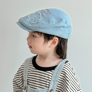 宝宝帽子春秋薄款洋气牛仔前进帽儿童贝雷帽可调节鸭舌帽男女童帽