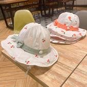 女宝宝夏季 遮阳帽子女童网眼透气大帽檐婴儿渔夫帽防晒太阳帽 薄款