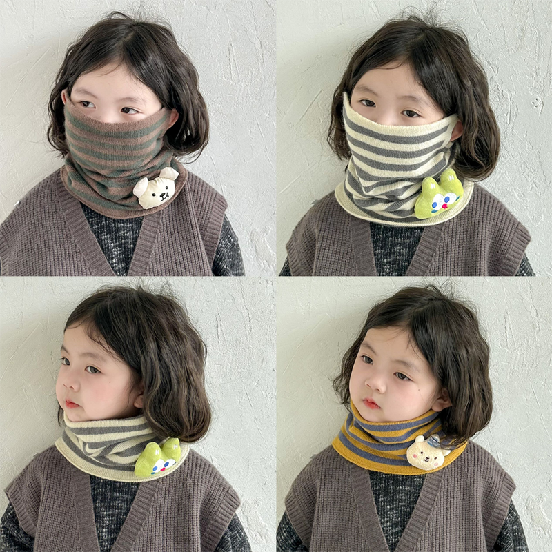 秋冬款女童条纹卡通围脖男童