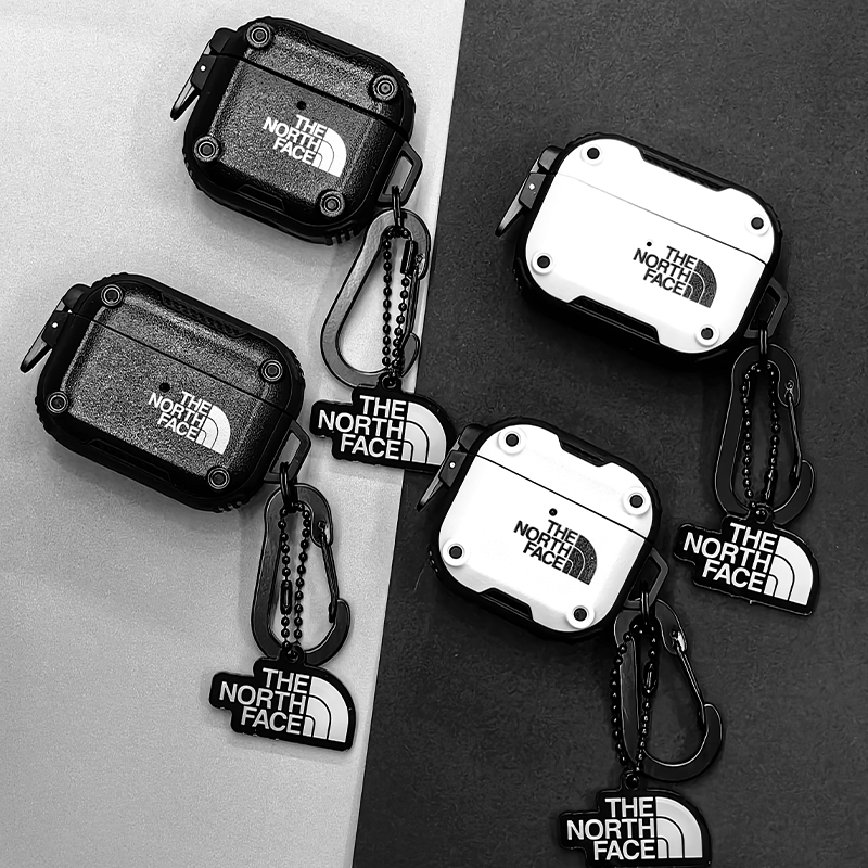 锁扣高级感潮牌适用airpods4保护套黑白简约情侣男女小众个性英文创意挂件三代苹果耳机壳pro2硅胶防摔防丢软