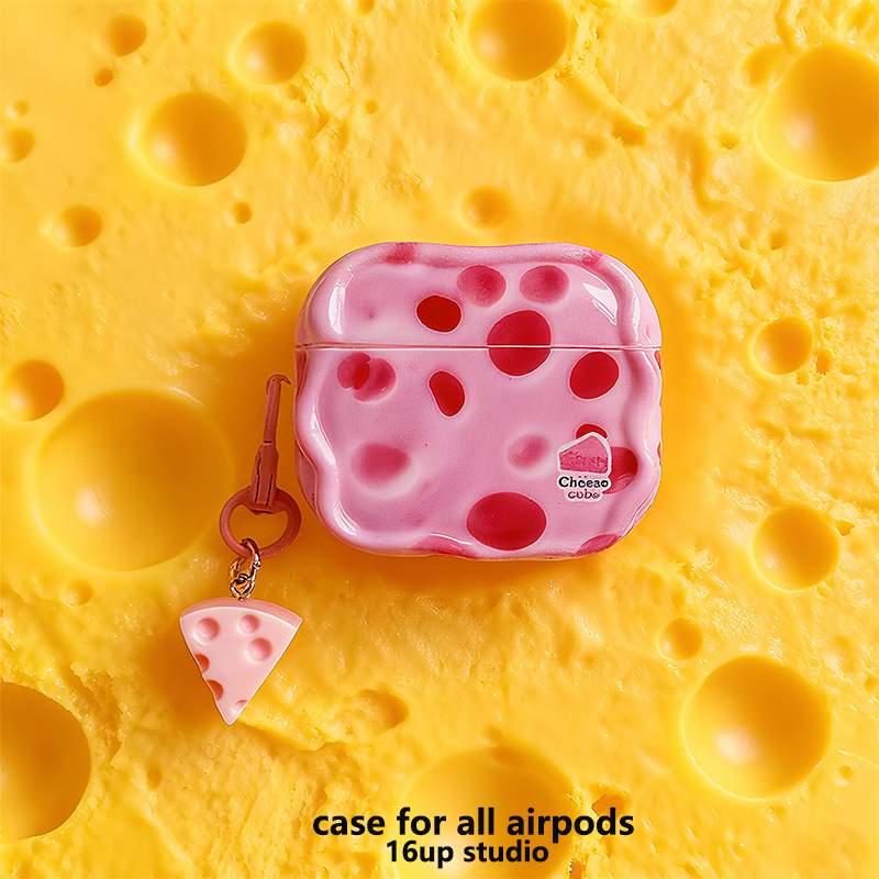 黄粉色奶酪芝士适用airpods pro第二三代保护套可爱小众趣味情侣个性创意挂饰男女苹果耳机壳2/3/4硅胶防摔软