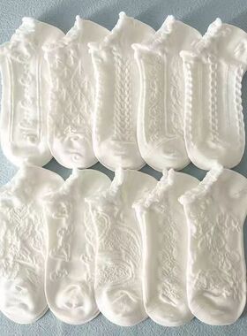 白色袜子女短袜浅口ins潮夏季薄款透气可爱日系JK洛丽塔花边船袜