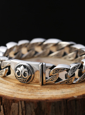 小众银饰S925纯银手链复古霸气手饰品潮人百搭男士手链手环手镯