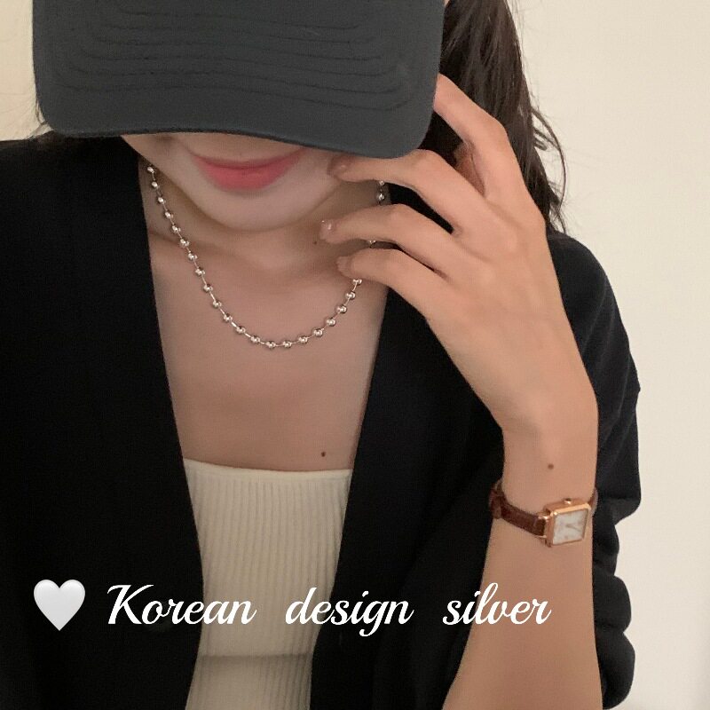 重工质感银饰品S925纯银项链圆珠拼接项链ins小众锁骨链叠戴女款