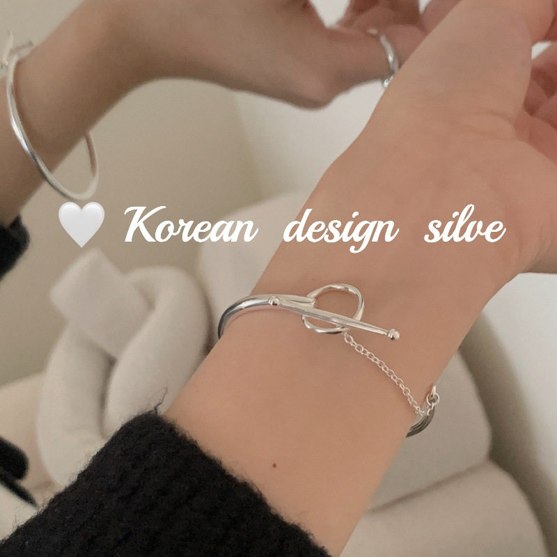 韩版重工S925纯银手镯叠戴女款