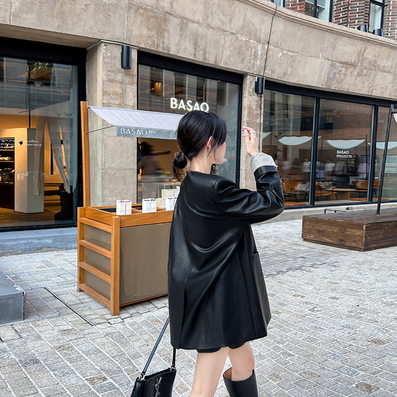 黑色复古皮衣外套女2025春秋新款韩版休闲宽松高级感PU皮夹克上衣,女装/女士精品,皮衣,淘宝优惠券,粉丝福利购,淘宝优惠卷