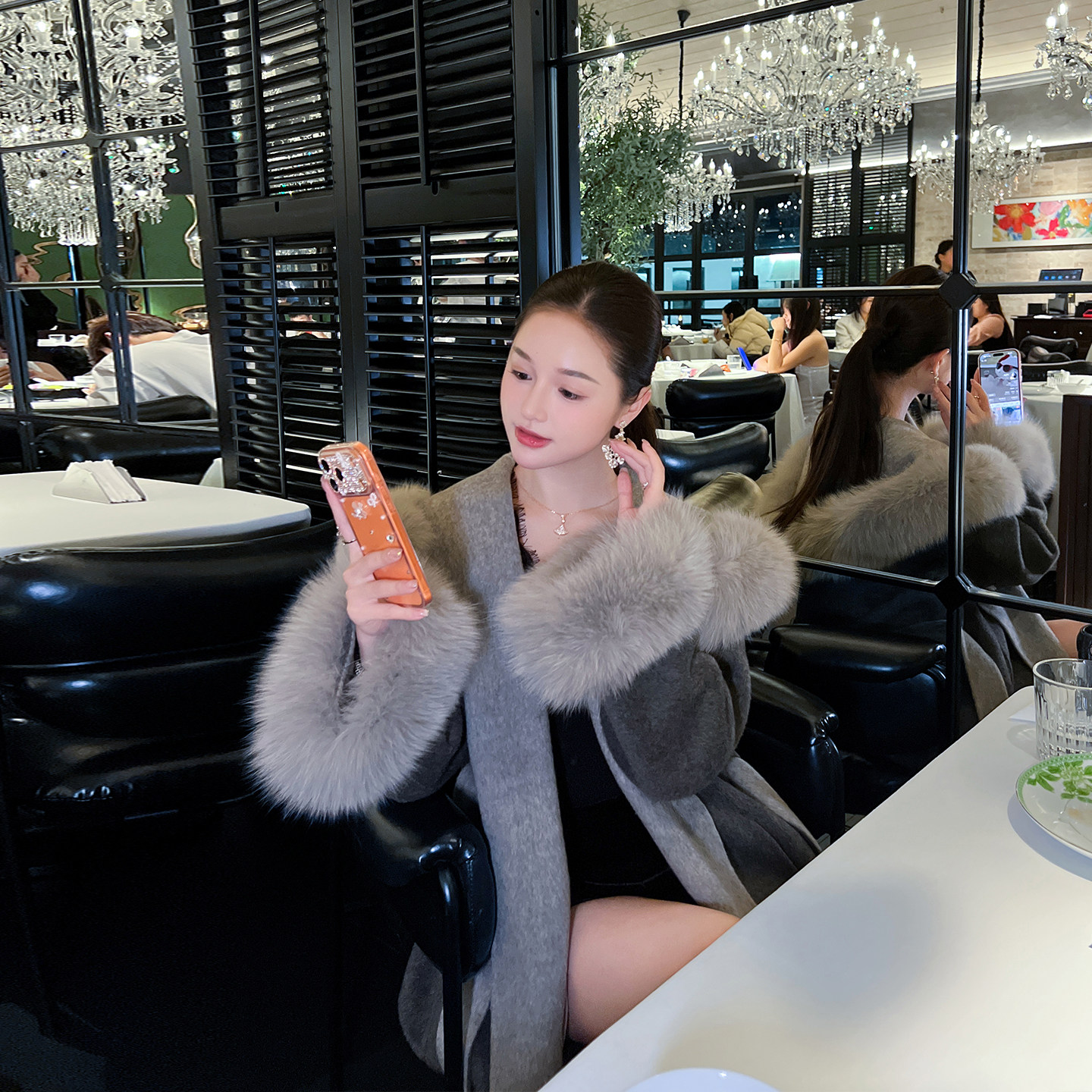 高级感灰色双面羊绒大衣女新款狐狸大毛领韩版宽松气质毛呢子外套,女装/女士精品,毛呢外套,淘宝优惠券,粉丝福利购,淘宝优惠卷