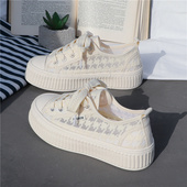 厚底帆布板鞋 小白鞋 新款 百搭薄款 子ins 女网面透气镂空2026春夏季