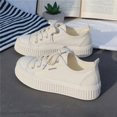 饼干休闲板鞋 帆布鞋 子ins 新款 潮小白鞋 女2025年春夏秋季 百搭韩版