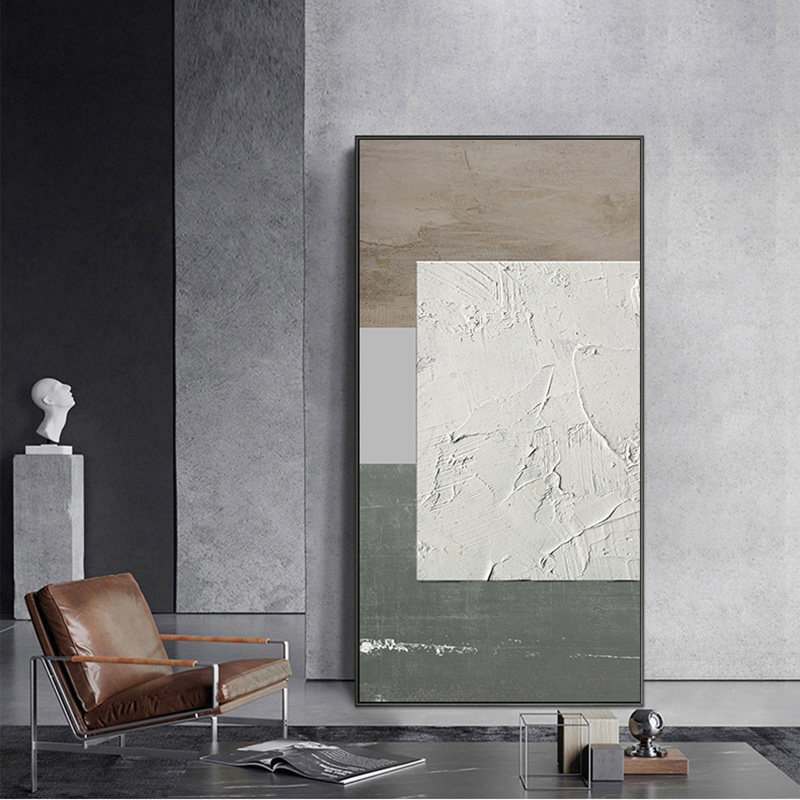 影拥 素调 现代北欧风格抽象装饰画 玄关背景墙壁画 竖向过道挂画