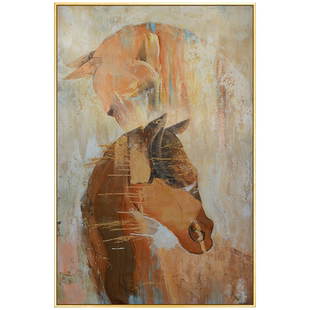 影拥 钟爱一生 现代动物装饰画 双马挂画 卧室书房玄关背景墙壁画