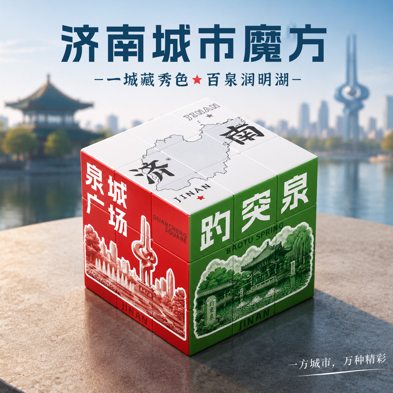 山东省济南文创产品定制地标城市魔方三阶魔方高颜值旅游周边礼物图片