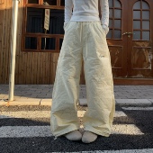 女宽松慵懒显瘦加厚保暖休闲裤 Amoeba美式 复古爱心刺绣直筒棉裤