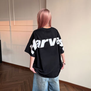 Amoeba原创国潮重影字母印花宽松短袖 复古街头重磅T恤 男女夏季