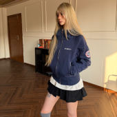 复古袖 新款 标短款 女春季 宽松外套 加绒连帽卫衣拉链开衫 Amoeba美式