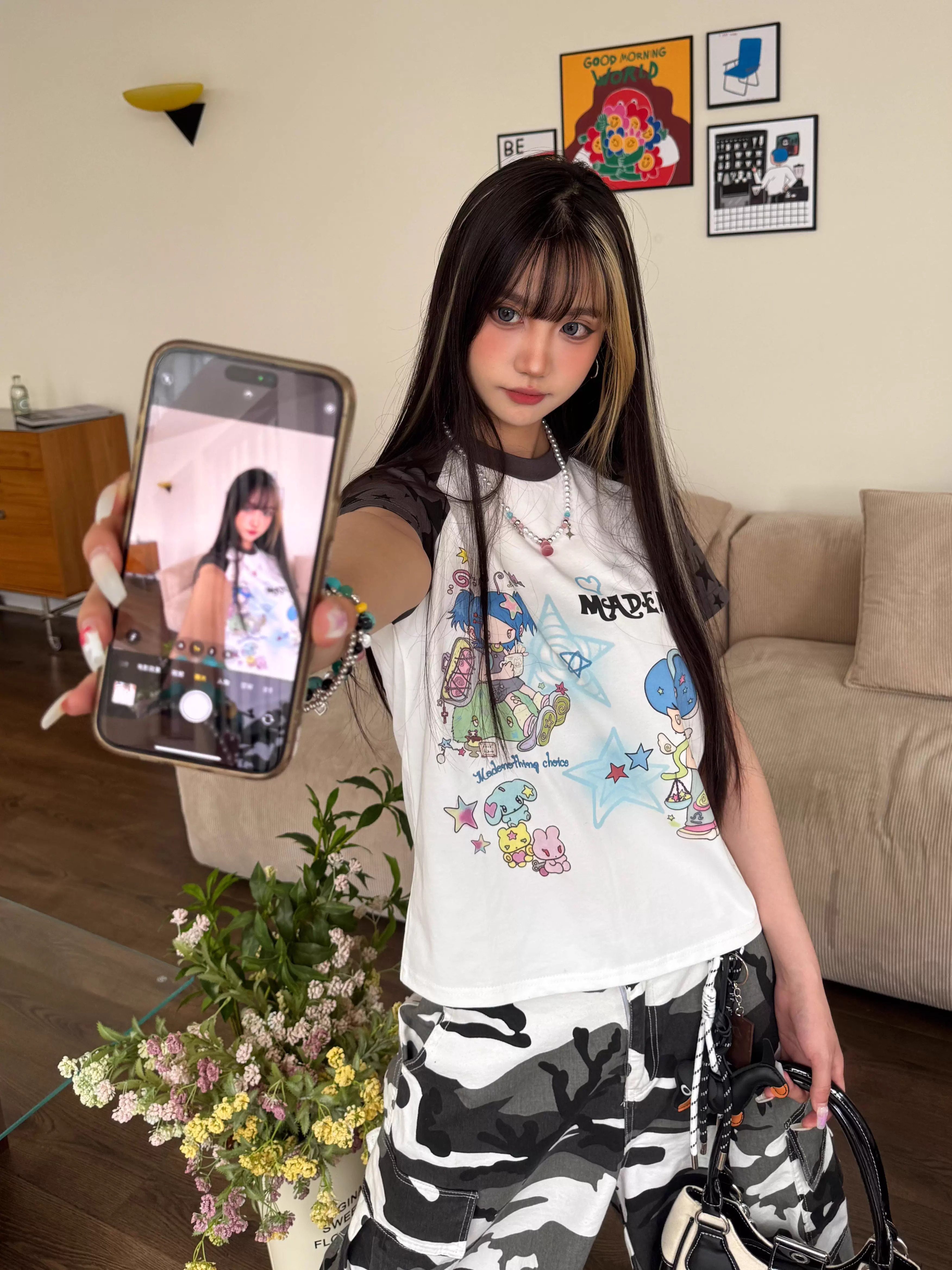 Y2K Star Power! Retro Amoeba Loose Tee for Effortless Summer Style - Product image 2