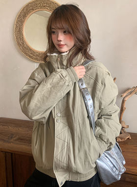 Amoeba美式复古原创立领座山雕工装夹克冬季男女宽松加厚棉服外套