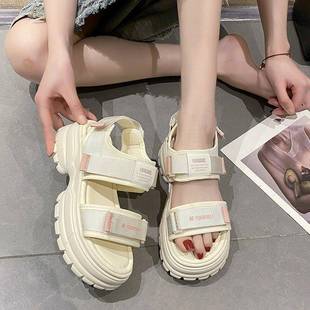 厚底增高百搭沙滩凉鞋 魔术贴老爹凉鞋 网红仙女时尚 女2025夏季 新款