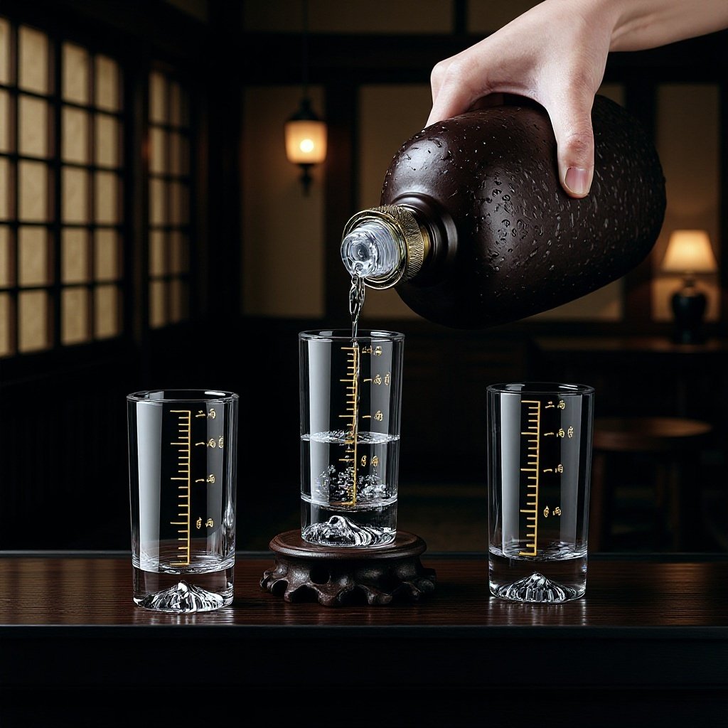 冰山底二两白酒杯套装家用高端水晶玻璃分酒器刻度高烈酒