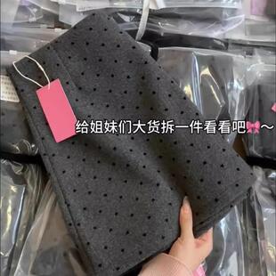 微胖mm波点毛呢半身裙2026春秋韩系气质淑女风修身 包臀短裙子复古