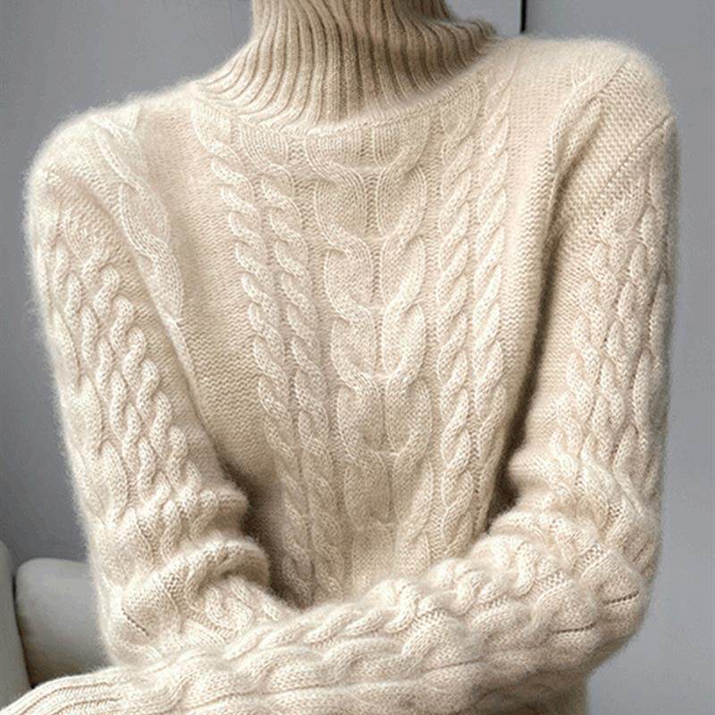 高领麻花毛衣女款秋冬季加厚2026新款内搭针织上衣洋气大码打底衫