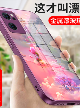 中国风适用OPPOReno7手机壳玻璃OPPO Reno7SE高级感7Pro硅胶女Por保护套opopReno全包0pp0防摔0ppo外壳男款ES