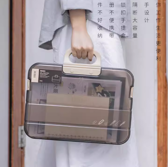 手提透明塑料文件袋平板A4文件收纳盒资料袋试卷文件盒硬壳收纳包