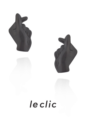 leclic HAND-Heart爱心系列磨砂黑金比心耳钉 简约精致 热门笔芯