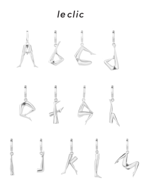 le clic LEG-Letter字母a-m银色吊坠 酷潮 暗黑风chock 人体艺术