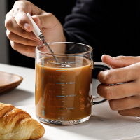 百鹤玻璃刻度杯牛奶杯儿童水杯泡奶粉冲牛奶专用杯子早餐杯可微波